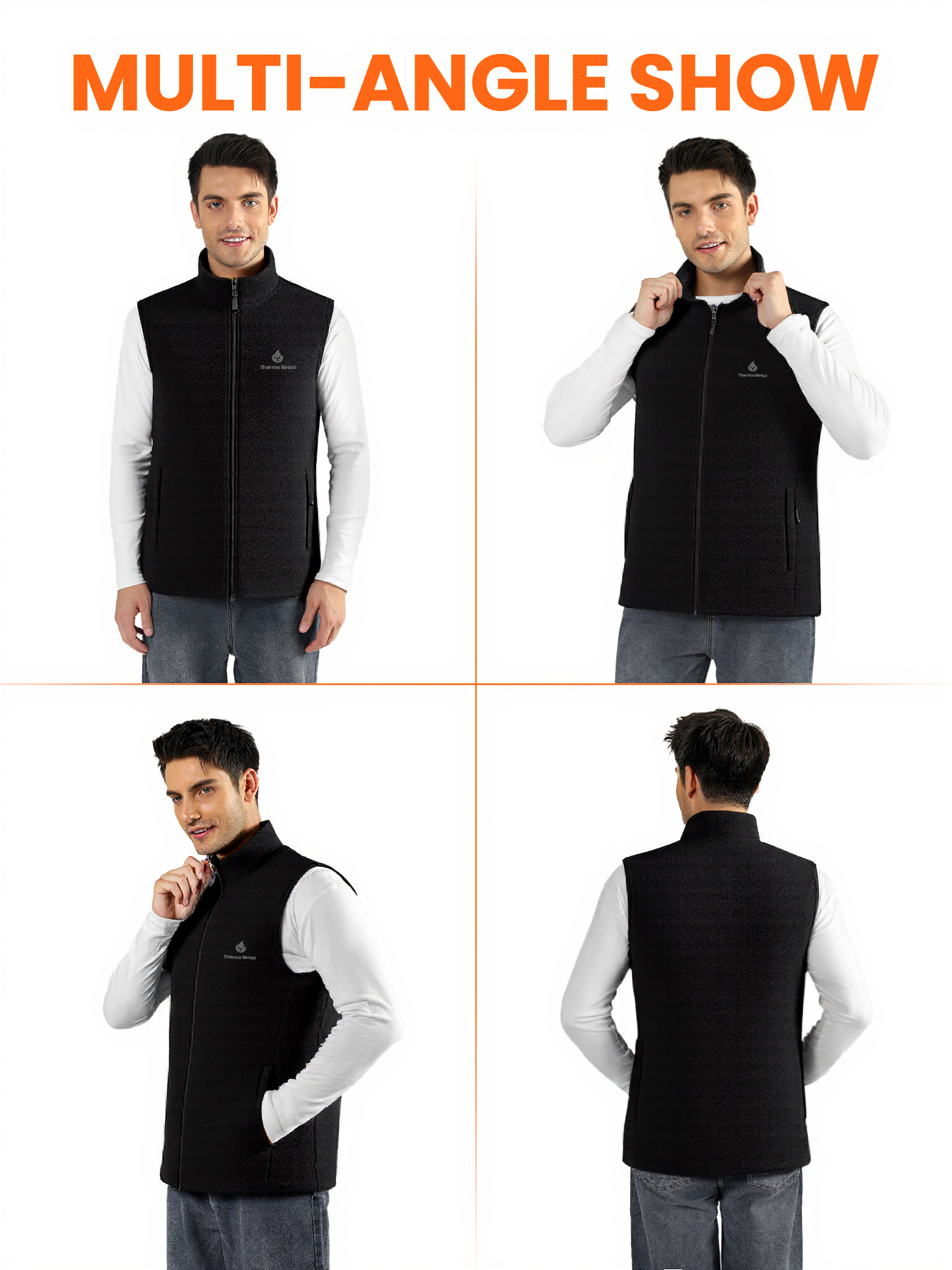 Heated Vest for Men, Fleece Lightweight Electric Jacket, 4-Zone Heating, for Golf and Skiing(No Battery)
