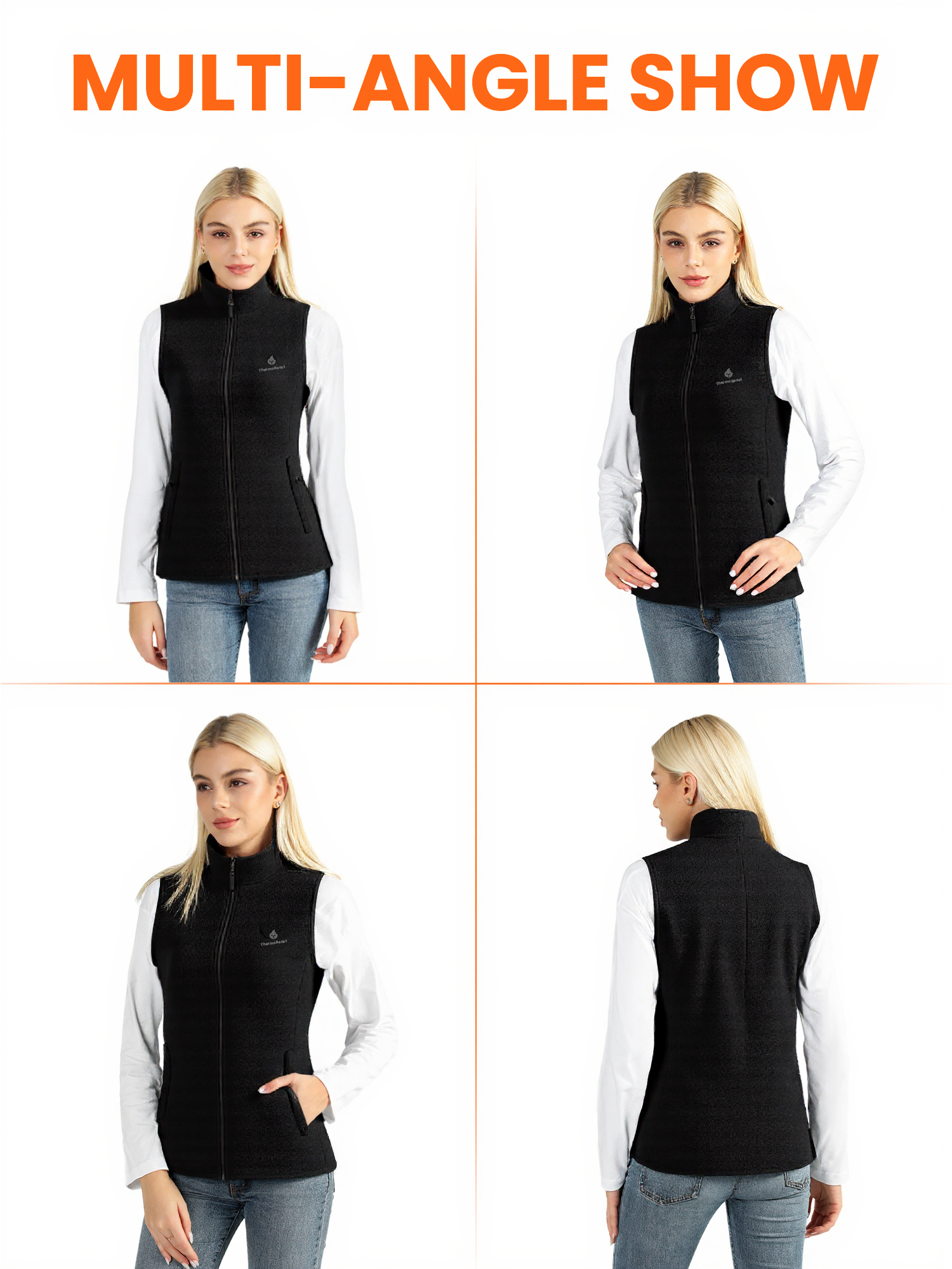 Heated Vest for Women, Fleece Electric Vest with 4-Zone Heating, for Work, Golf, Hiking(No Battery)