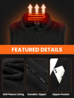 Thermo Beast Heated Vest for Men with Battery Pack Included, Fleece Material, 4-Zone Electric Heating, Great for Winter, Golf