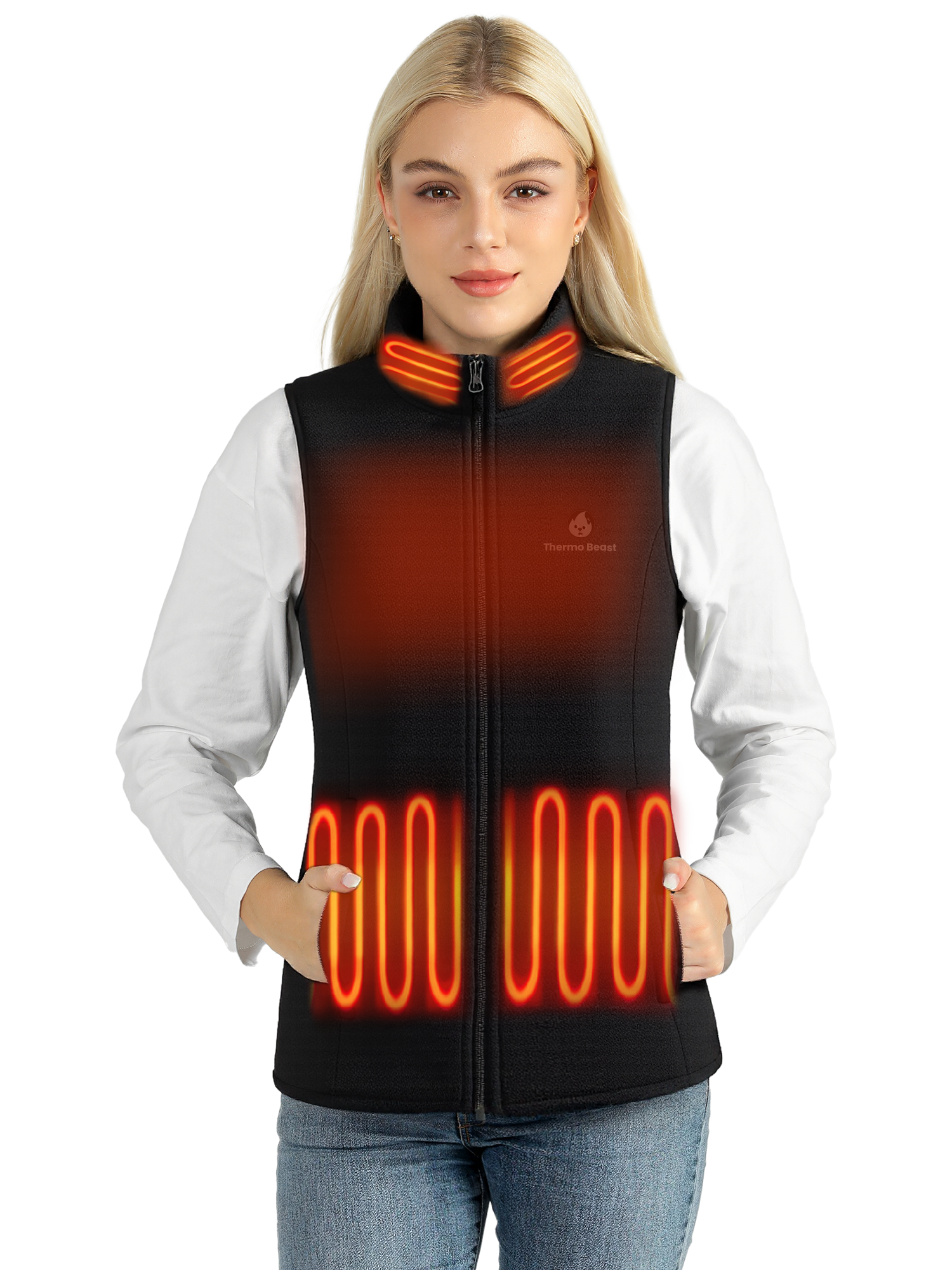 Heated Vest for Women, Fleece Electric Vest with 4-Zone Heating, for Work, Golf, Hiking(No Battery)
