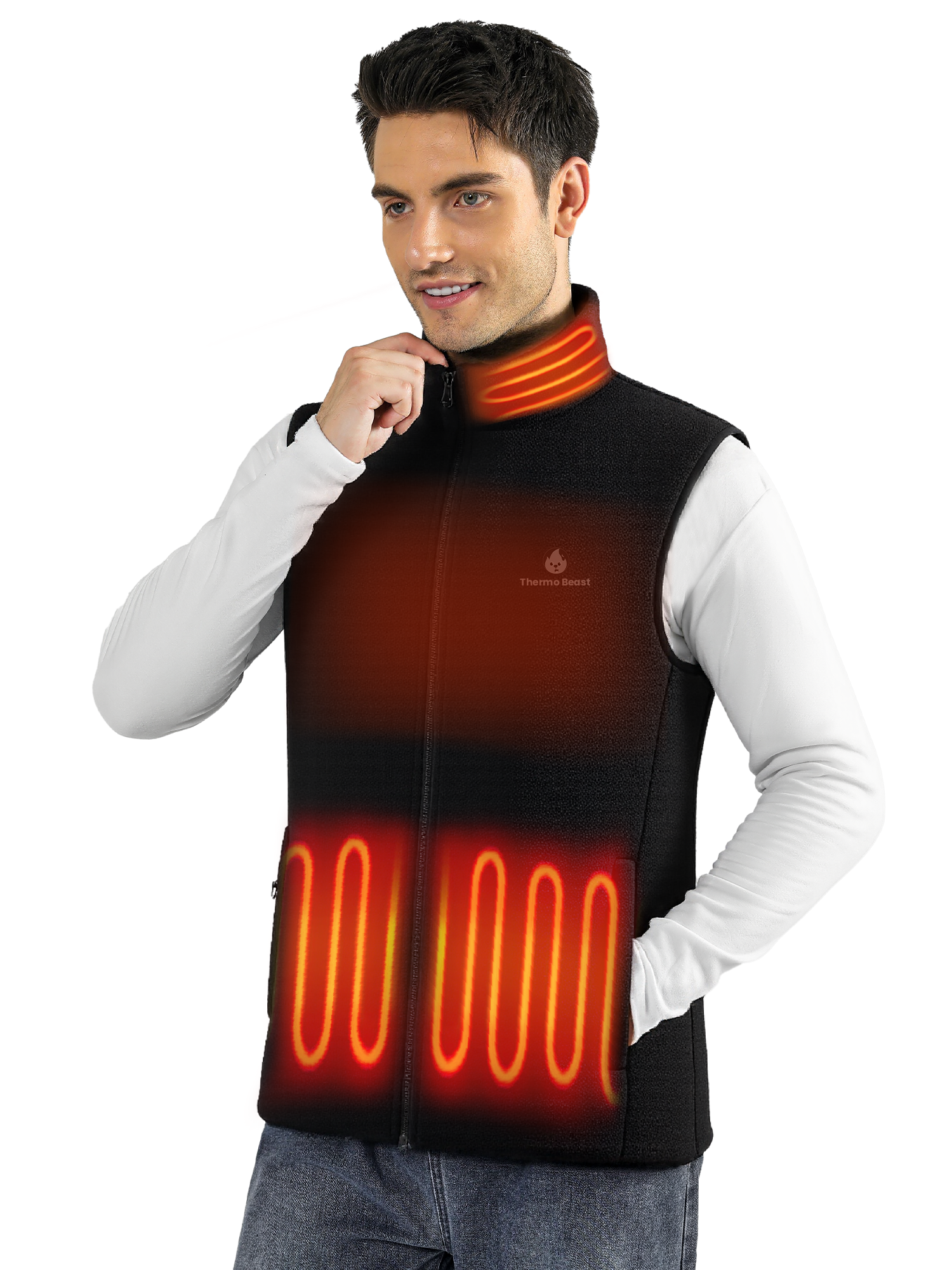 Heated Vest for Men, Fleece Lightweight Electric Jacket, 4-Zone Heating, for Golf and Skiing(No Battery)