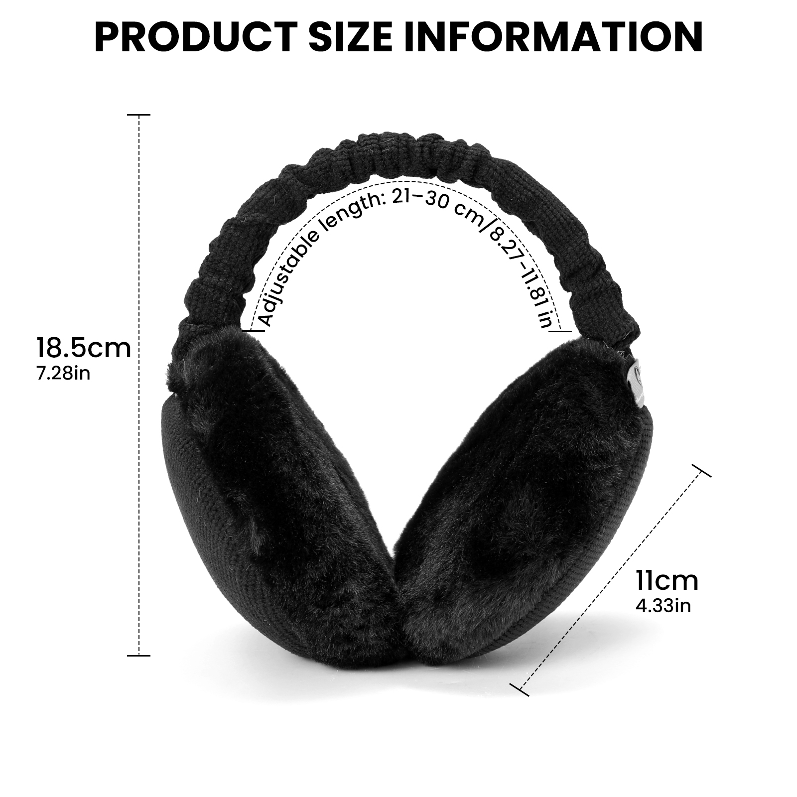 Foldable Winter Earmuffs, Plush Faux Fur Ear Warmers, Adjustable Warm Ear Covers for Cold Weather